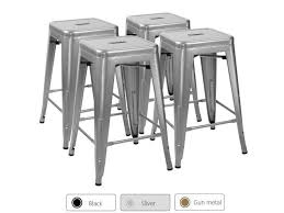 These unique bar stools work well in industrial style kitchens or rustic breakfast nooks. Devoko Metal Bar Stools 24 Indoor Outdoor Stackable Barstools Modern Style Industrial Vintage Counter Bar Stools Set Of 4 Silver Newegg Com
