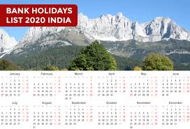 Bank Holidays List 2020 In India