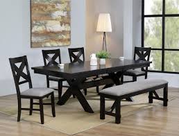 The bench and chair frames are a matching cherry finish. Havana Espresso Gray Dining Set From Crown Mark Luna Furniture