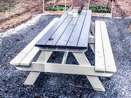 Garden bench traditionally made of teak, these benches have long graced english parks and gardens, aging gracefully through years of use and weather. How To Diy Finish An Outdoor Picnic Table By Myoutdoorplans Building Our Rez