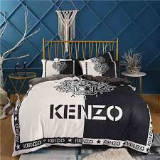 kenzo ベッドカバー 4点 布団カバーセット オシャレ ケンゾー 掛け布団カバー 敷ふとんカバー 枕カバー コーデュロイ kenzo寝具カバー ダブルサイズ bed sheets bed home decor