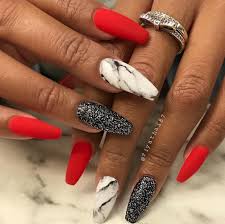 Black And Red Coffin Nails Pin By Kassandra Large On Nails Red Acrylic Nails Red Nails Wine Nails