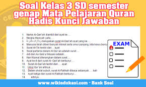 Soal Kelas 3 Sd Semester Genap Mata Pelajaran Quran Hadis Kunci Jawaban Idn Paperplane