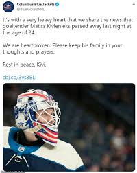 Columbus blue jackets goaltender matiss kivlenieks 'died a hero' during a tragic fireworks mishap on july 4 by saving the lives of teammate elvis merzlikins and his pregnant wife, it was revealed. Columbus Blue Jackets Goalie Matiss Kivlenieks 24 Killed By Firework At Home Of Coach Manny Legace Daily Mail Online