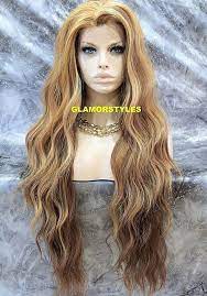 Lace Front Full Wig Extra Long Beach Wavy Strawberry Blonde Auburn Mix Heat Ok Full Lace Front Wigs Strawberry Blonde Wigs