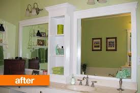 Before After From Big Blank To A Built In Look For The Bath Large Bathroom Mirrors Large Bathrooms Home