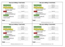 step up to writing t chart rubric by bobbie first grade