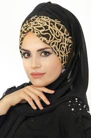 Aise Tesettur Siyah Gold Hazir Simli Sal 2020 Sal Mor Modelleme