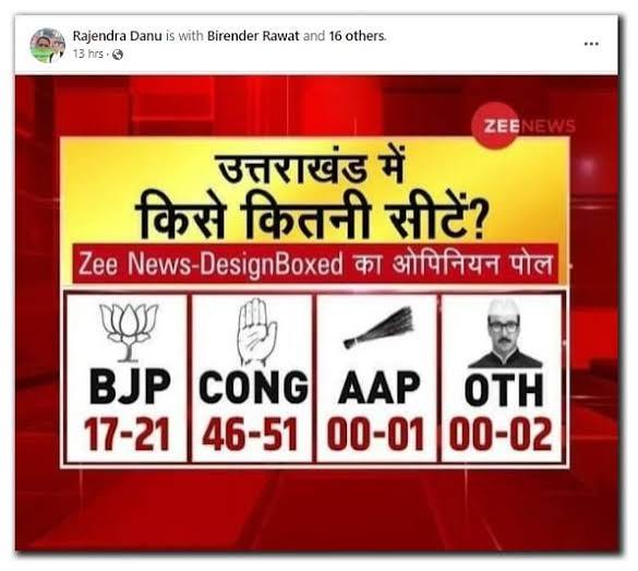 Fake Zee Opinion Poll Predicts Congress Win In Uttarakhand | BOOM