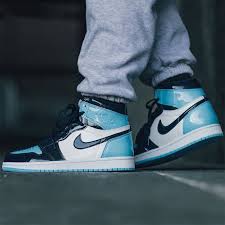 Air Jordan 1 Womens High Og Unc Patent Leather Cd0461 401 Black Obsidian Blue Chill White Sneakers In 2020 Air Jordans White Basketball Shoes Sneakers Fashion