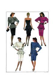 80 S Cocktail Bridesmaid Gala Dress Sewing Pattern Simplicity 8231 Strapless Straight Skirt Peplum Long Sleeve Uncut Size 8 10 12 Mode