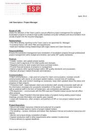Administrative manager resume samples with headline, objective statement, description and skills examples. Project Manager Job Description International Software Products