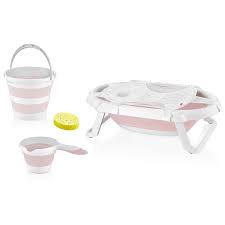 babyjem katlanabilir bebek banyo seti kuvet kova masrapa file ve sunger pembe bebekhouse com da