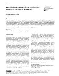 What's the best thing that has happened to you today (so far), and what did you most appreciate. Pdf Considering Reflection From The Student Perspective In Higher Education