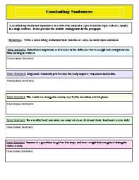 Worksheet Concluding Sentences Write A Concluding Statement That Restates Or Sums Up Each Topic Sentence Topic Sentences Sentence Writing Teaching Writing