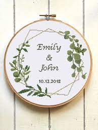 Riolis 1537 14 count wreath with wheat counted cross stitch kit, 11.75 by 11.75, multicolor. Geometric Wedding Record Counted Cross Stitch Pattern Floral Wreath Bridal Shower Engagement Cross Stitch Pattern Digital Format Pdf In 2021 Wedding Cross Stitch Patterns Cross Stitch Patterns Floral Engagement Cross Stitch