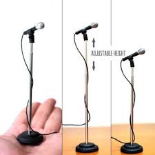 Set Of 2 Adjustable Height Miniature Microphones To Complement Rock Star Miniature Guitars Drums In 2020 Miniature Guitars Miniatures Microphone Stands
