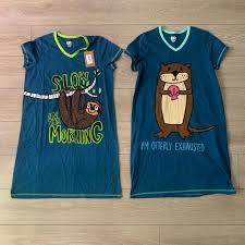 nwt lot 2 lazy one otter and sloth nightgowns s m