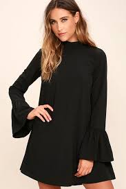 Kaleidoscope black and white long sleeve dress size 14 uk. Chic Black Dress Shift Dress Bell Sleeve Dress 54 00 Lulus