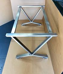 Glass Top Base V Shaped Table Desk Base Set Of 2 Legs And 2 Etsy In 2020 Steel Table Base Steel Table Metal Furniture Design