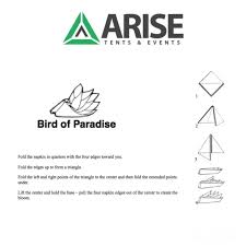 Bird Of Paradise Napkin Fold Napkin Folding Bird Of Paradise Arisetents Napkinfolding With Images Napkin Folding Birds Of Paradise Napkins