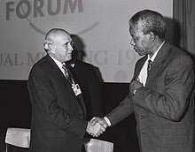 Last white president of south africa denies that black people were disenfranchised under apartheid regime. F W De Klerk Wikipedia