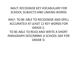 Despite it being a common name, many people still spell it wrongly. Walt Recognise Key Vocabulary For School Subjects And Linking Words Wilf To Be Able To Recognise And Spell Accurately At Least 12 Key Words For Grade Ppt Download