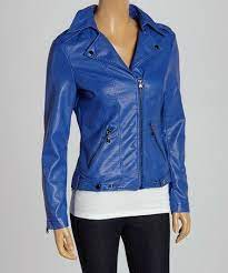 Royal Blue Faux Leather Jacket Zulily Leather Jacket Jackets Womens Moto Jacket