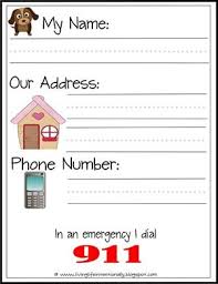 Emergency Information For Kids Preschool Learning 123 Homeschool 4 Me Kindergarten Prep