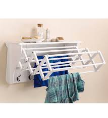 Accordion drying rack is an attractive, functional space saver for your laundry room or bathroom. Wall Mount Clothes Drying Shelf With Accordion Rack Plowhearth