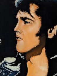 ELVIS PRESLEY 68 Black Leather II Painting Velvet 16x20