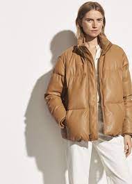 Leather Puffer Jacket For Women Vince Leather Puffer Jacket Puffer Jacket Style Outfit Inspiration Fall