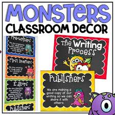 writing process clip chart in a monsters classroom decor theme