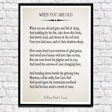 When You Are Old By William Butler Yeats Wb Yeats Poetry Poem Etsy Paper Gifts Anniversary Unique Wall Art Paper Anniversary