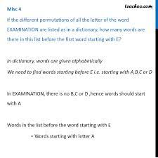 7 letter words starting with c. Misc 4 If Permutations Of All Letters Of Examination Miscellaneous