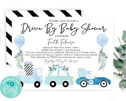 Drive By Baby Shower Invitation Boy Drive By Baby Shower Etsy In 2020 Baby Shower Invitations For Boys Baby Shower Favor Tags Virtual Baby Shower