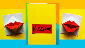 Super easy way to make #kirigami pop up card kirigami paper art tutorial hi friends today i am showing how to make super. Greeting Card Valentine S Day Diy Origami Kissing Lips Secret Message Pop Up Card Julia Diy Youtube