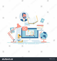 Cool Vector Concept Illustration On E Learning Online Courses Virtual Classroom And Other Educational Themed Activi Elearning Illustration Virtual Classrooms