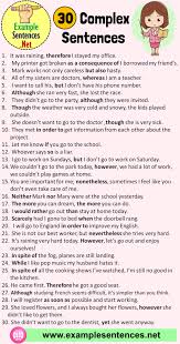 30 Examples Of Complex Sentence Complex Sentences Examples Example Sentences Complex Sentences Sentence Examples Simple And Complex Sentences