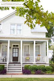White house with trim color. House Colors The Lettered Cottage Modern Farmhouse Exterior House Exterior Farmhouse Exterior