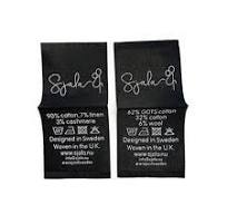 Low MOQ Customized logo End Fold Centerfold Premium Clothes Clothing  Garment Print Care Labels Tag for Shirt Hot Cut Woven Label