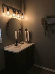 Rustic Industrial Farmhouse Bathroom On A Budget Reveal Rustic Industrial Decor Industrial Farmhouse Bathroom Bronze Bathroom Faucets