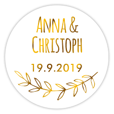 Aufkleber, preisschilder und etiketten schnell entfernen? Aufkleber Hochzeit Personalisierbar Rund Hotfoil P15 Kaufen Miomodo Shop