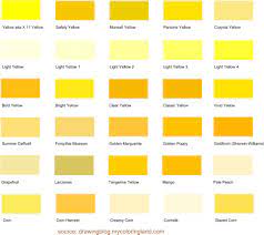 Shop valspar® paint 2021 colors of the year today. Shades Of Yellow A List With Color Names And Hex Codes Drawing Blog