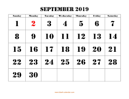 Free Download Printable September 2019 Calendar Large Font Design Get Calendar Printables Calendar Template Calendar 2019 Printable