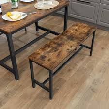 Hoobro table benches, pair of 2 dining benches, industrial style indoor benches, durable metal frame, for kitchen, dining room, living room, rustic brown bf01cd01. Double Table Benches Dining Chair Vasagle By Songmics