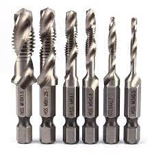 10 77us 27 Off Newacalox 1 4 Hex Hss High Speed Steel Thread Spiral Screw M3 M4 M5 M6 M8 M10 Metric Composite Tap Drill Bit Tap 6pcs Set Drill Bit Tap Hss Matkap Garaj Depolama