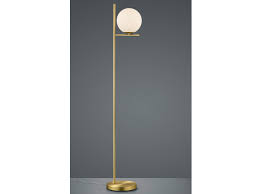 Design Led Stehleuchte Messing Mit Lampenschirm Glaskugel Weiss