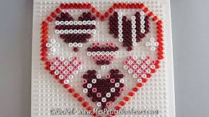 Modele De Coeurs Dans Un Grand Coeur Kawaii Bricolage Art Perle Perles Hama
