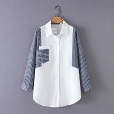 Jadi kepingin kembali ke masa sma saya.hehehe. Fashion Kebesaran Blus Wanita Lengan Panjang Tinggi Jalan Patchwork Desain Kemeja Buy Fashion Blus Wanita Fesyen Patchwork Blus Desain Product On Alibaba Com